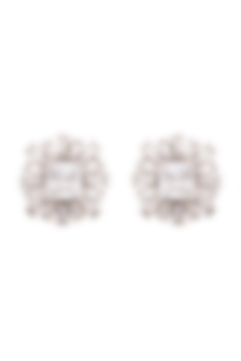 White Finish Cubic Zirconia Earrings by Ananta Jewellery