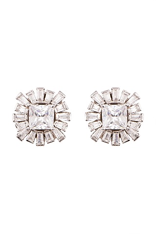 White Finish Cubic Zirconia Earrings by Ananta Jewellery
