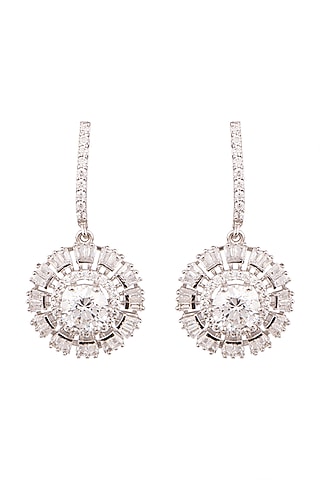 White Finish Ring Earrings by Ananta Jewellery