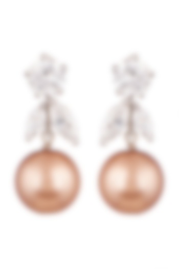 White Finish Gold Pearl Earrings by Ananta Jewellery
