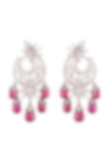 White Finish Ruby Stud Earrings by Ananta Jewellery