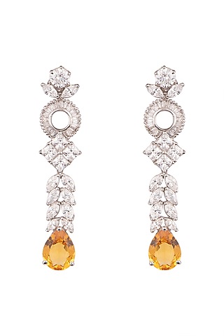 White Finish Topaz Earrings by Ananta Jewellery