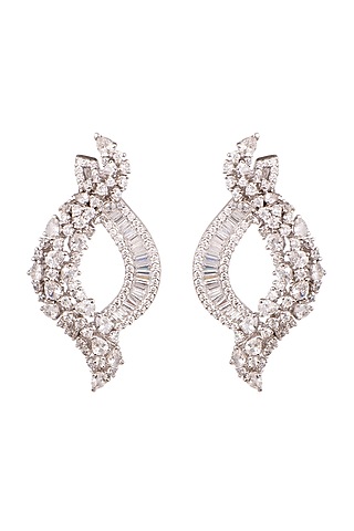 White Finish Zirconia Earrings by Ananta Jewellery