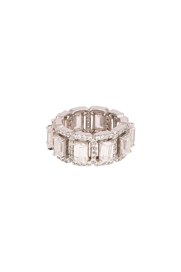 White Finish Cubic Zirconia Ring by Ananta Jewellery