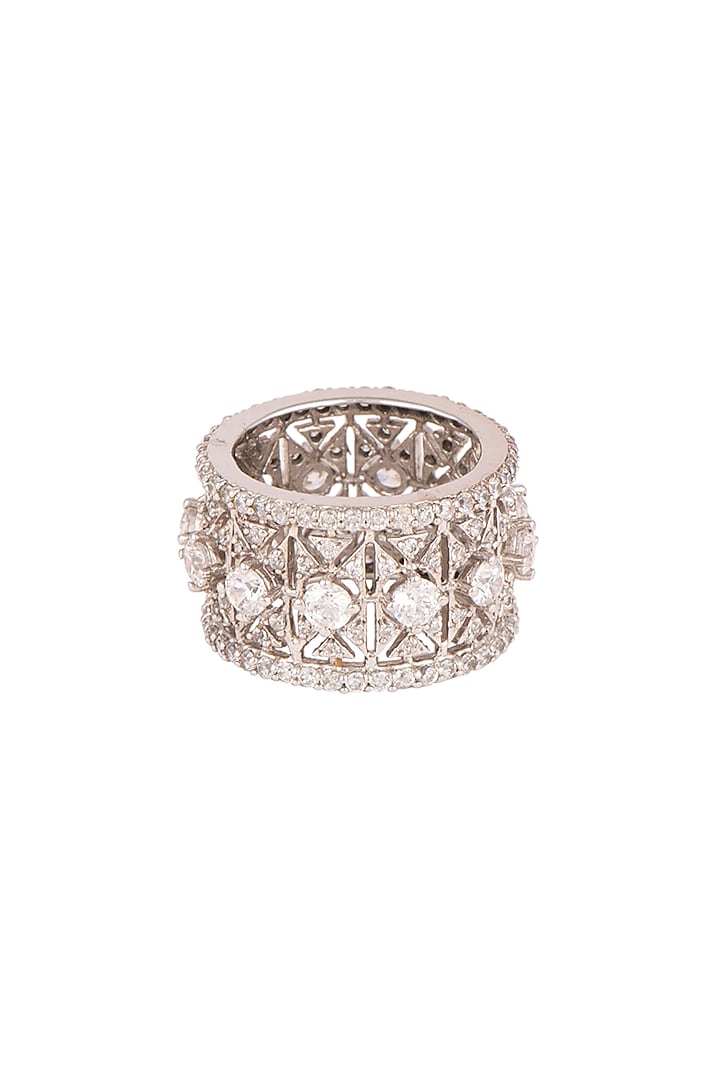 White Finish Zirconia Ring by Ananta Jewellery