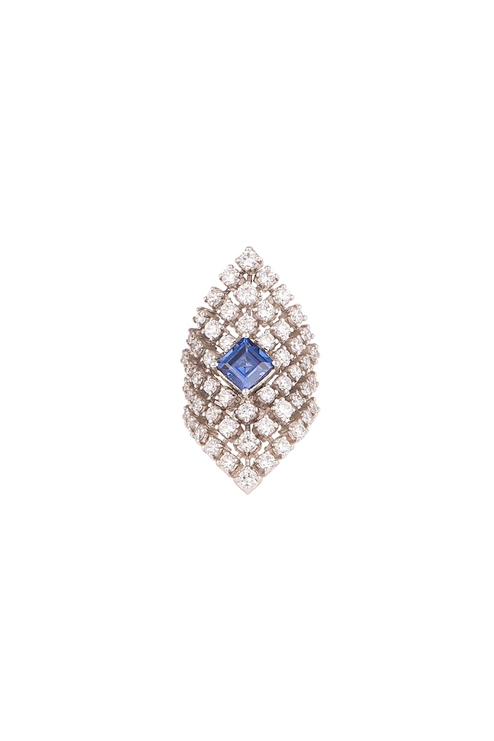 White Finish Blue Sapphire Ring by Ananta Jewellery
