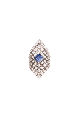White Finish Blue Sapphire Ring by Ananta Jewellery