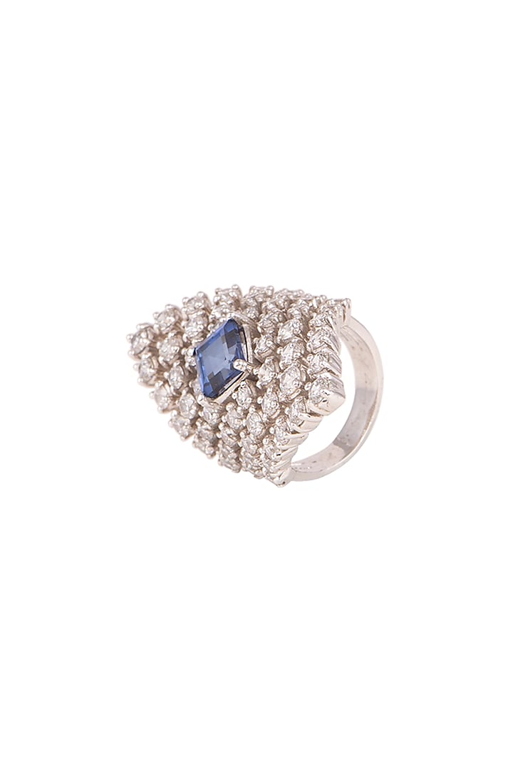 White Finish Blue Sapphire Ring by Ananta Jewellery at Pernia's Pop Up Shop