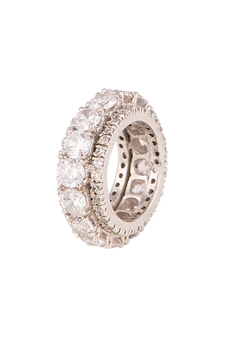 White Finish Ring With Cubic Zirconia by Ananta Jewellery