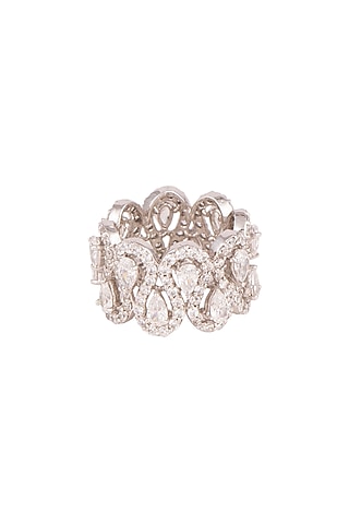 White Finish Layered Ring by Ananta Jewellery