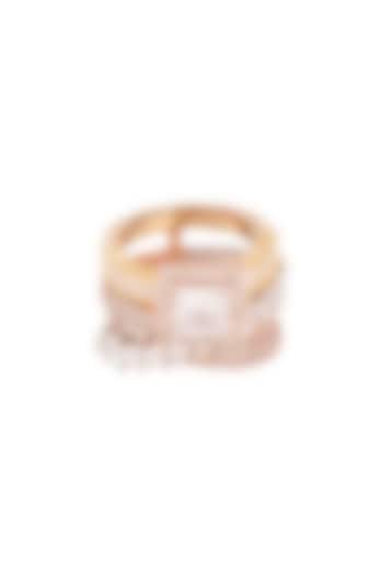 White, Rose Gold & Gold Finish Solitaire Ring by Ananta Jewellery