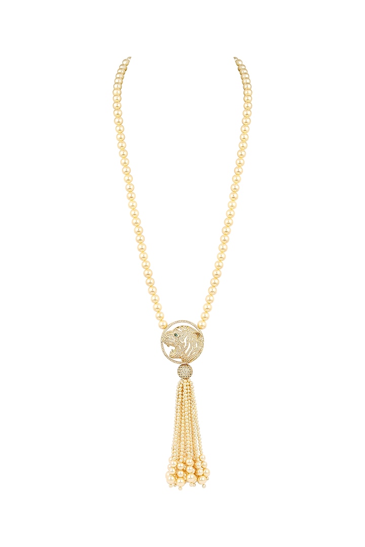 Gold Finish Pearl Necklace by Ananta Jewellery