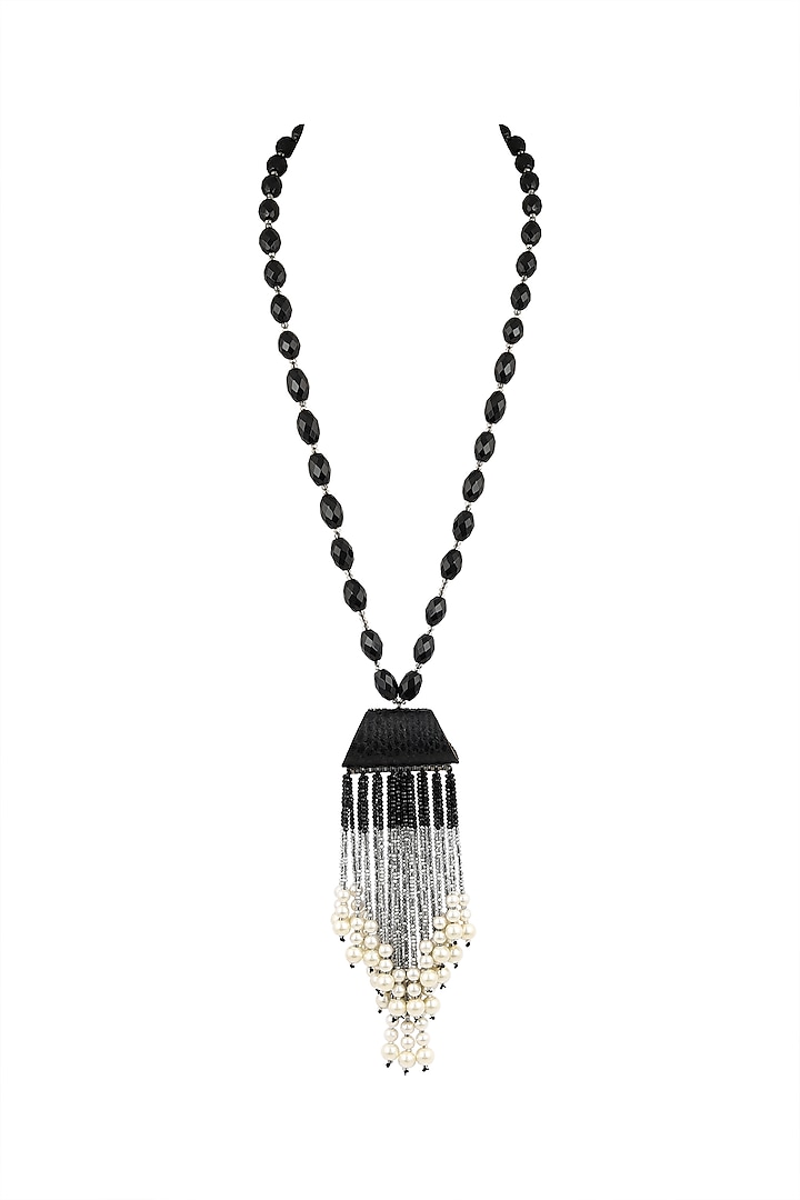 Onyx Beaded & Pearl Necklace by Ananta Jewellery