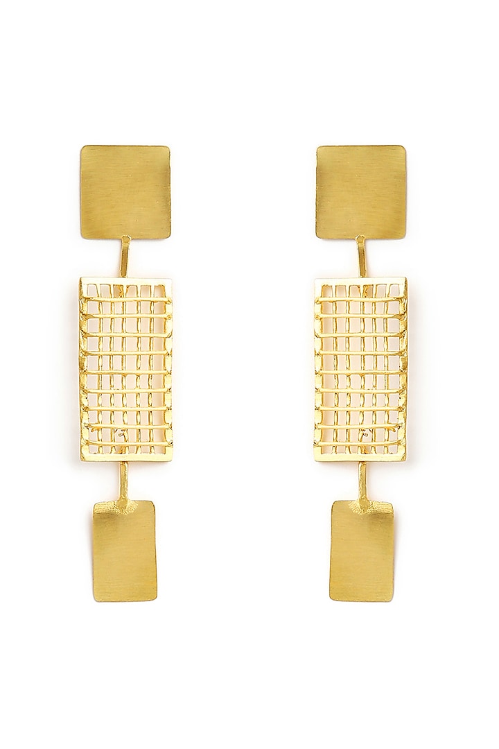 Gold Finish Geometric Dangler Earrings by Ananta Jewellery at Pernia's Pop Up Shop