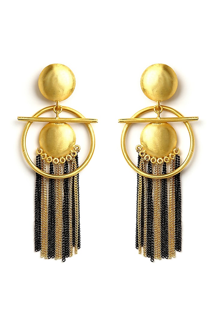 Gold Finish Geometric Dangler Earrings by Ananta Jewellery at Pernia's Pop Up Shop