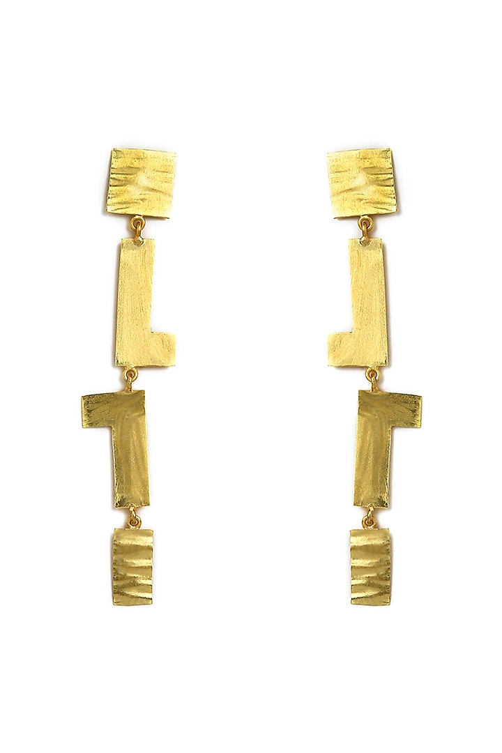 Gold Finish Asymmetrical Geometric Dangler Earrings by Ananta Jewellery at Pernia's Pop Up Shop