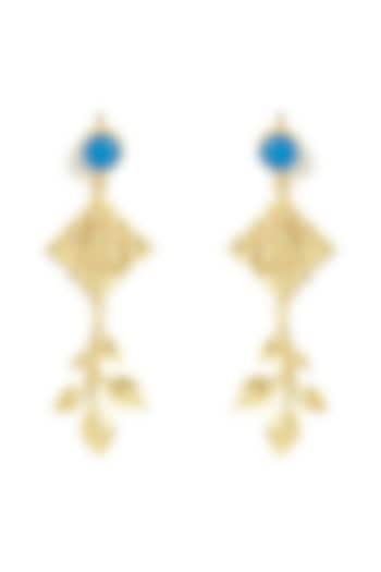 Gold Finish Floral Jaali Stone Dangler Earrings by Ananta Jewellery at Pernia's Pop Up Shop