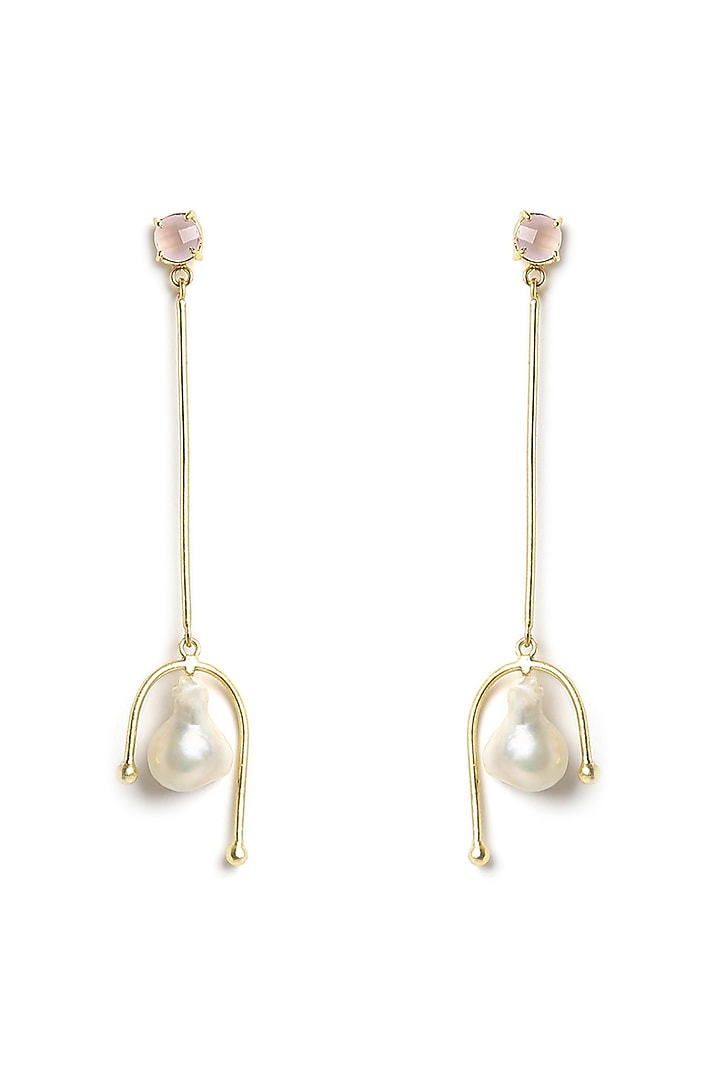 Gold Finish Baroque Pearl Dangler Earrings by Ananta Jewellery at Pernia's Pop Up Shop