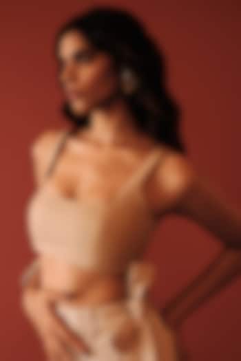 Beige Cotton Twill Bustier Top by Antithesis at Pernia's Pop Up Shop