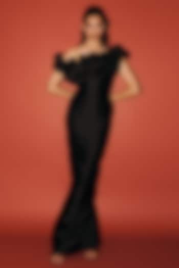 Black Italian Silk Maxi Cocktail Dress by Antithesis at Pernia's Pop Up Shop