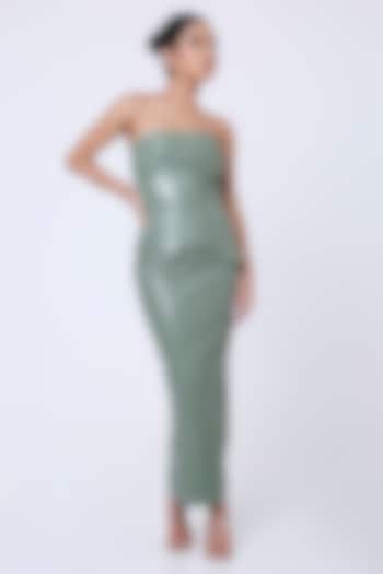 Grey Seafoam Faux Leather Skirt by Antithesis at Pernia's Pop Up Shop