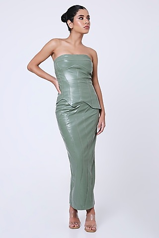 Grey Seafoam Faux Leather Skirt by Antithesis