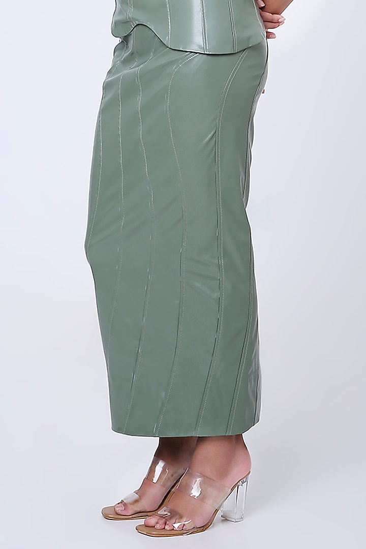 Grey Seafoam Faux Leather Skirt by Antithesis at Pernia's Pop Up Shop