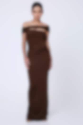 Maroon Lycra Cocktail Dress by Antithesis at Pernia's Pop Up Shop