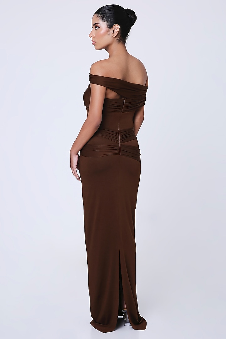 Maroon Lycra Cocktail Dress by Antithesis at Pernia's Pop Up Shop