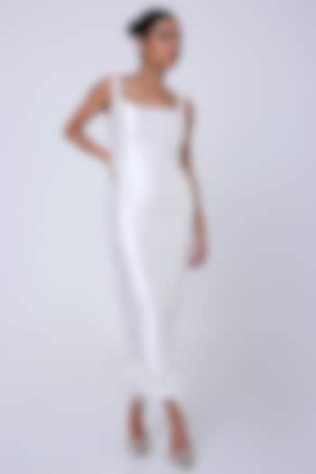 White Italian Silk Hand Embroidered Cocktail Dress by Antithesis at Pernia's Pop Up Shop