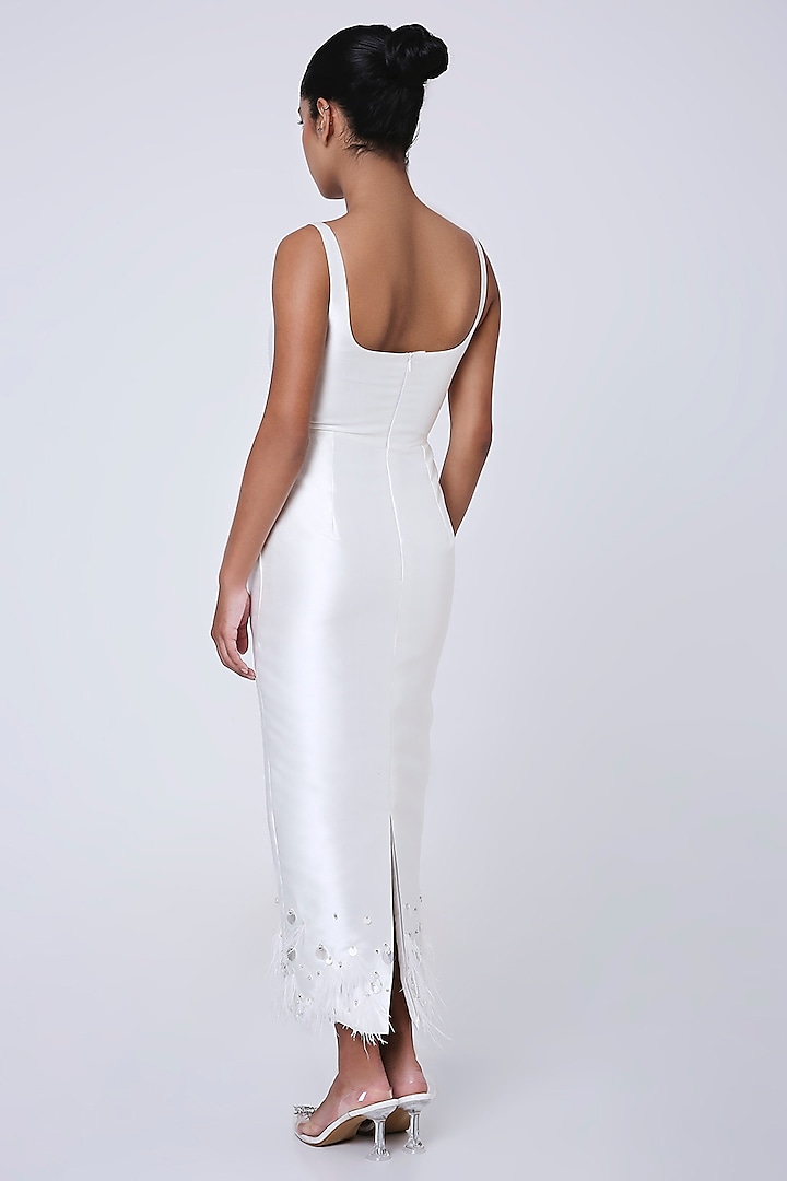 White Italian Silk Hand Embroidered Cocktail Dress by Antithesis at Pernia's Pop Up Shop