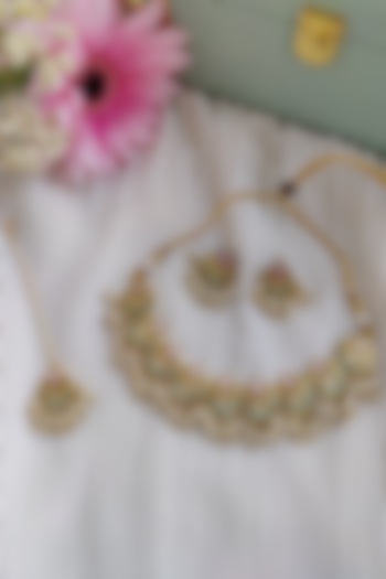 Micro Gold Plated Pachi Kundan & Pearl Necklace Set by Anairaa Jewellery at Pernia's Pop Up Shop