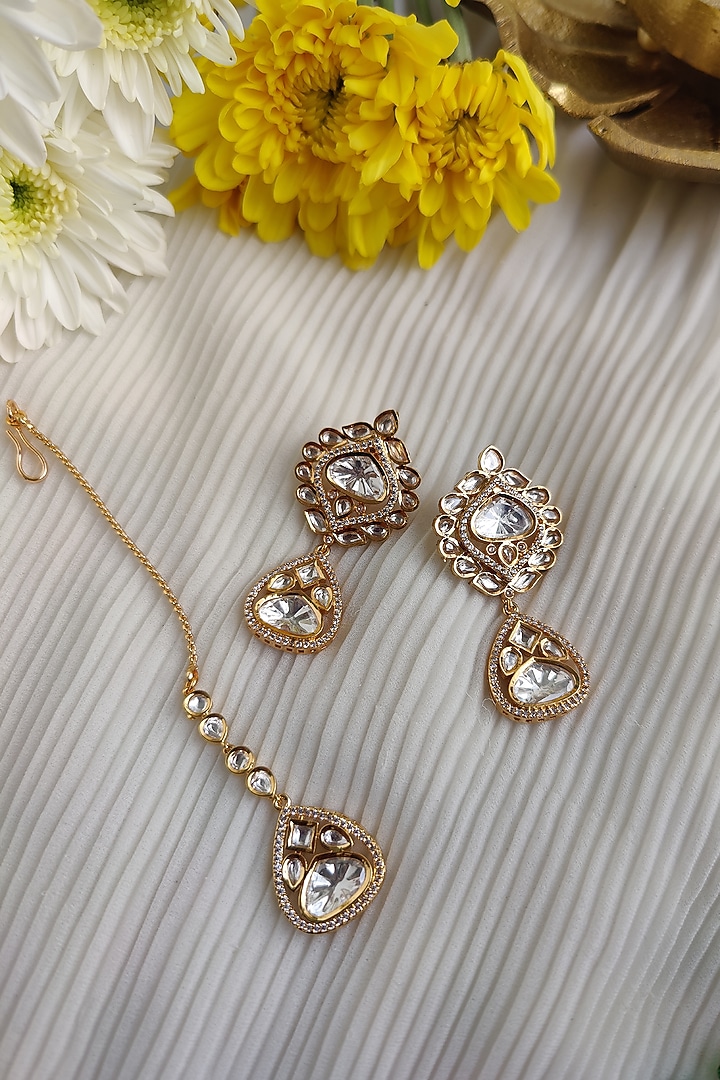Gold Finish Kundan Polki & Melon Bead Choker Necklace Set by Anairaa Jewellery at Pernia's Pop Up Shop