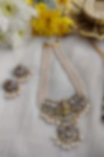 Two Tone Finish Kundan Polki Temple Necklace Set by Anairaa Jewellery