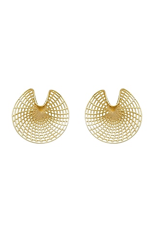 Gold Plated Filigree Wave Earrings by Antarez Jewels