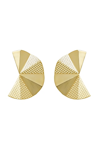 Gold Plated Origami Fan Earrings by Antarez Jewels