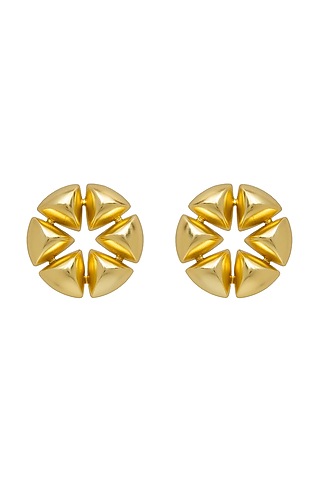 Gold Plated Tri-Angel Earrings by Antarez Jewels