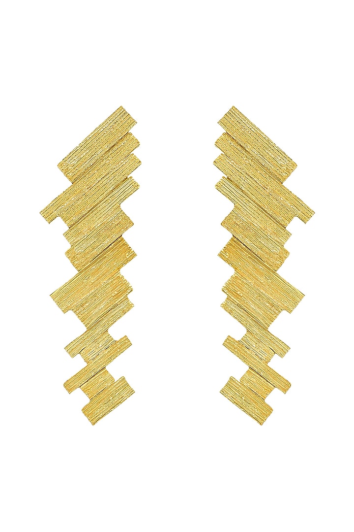Gold Plated Textured Earrings by Antarez Jewels