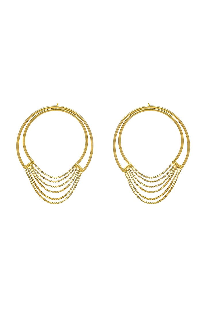 Gold Plated Chain Earrings by Antarez Jewels