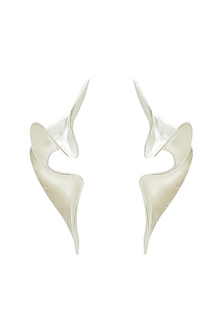 White Plated Silk Wrap Earrings by Antarez Jewels
