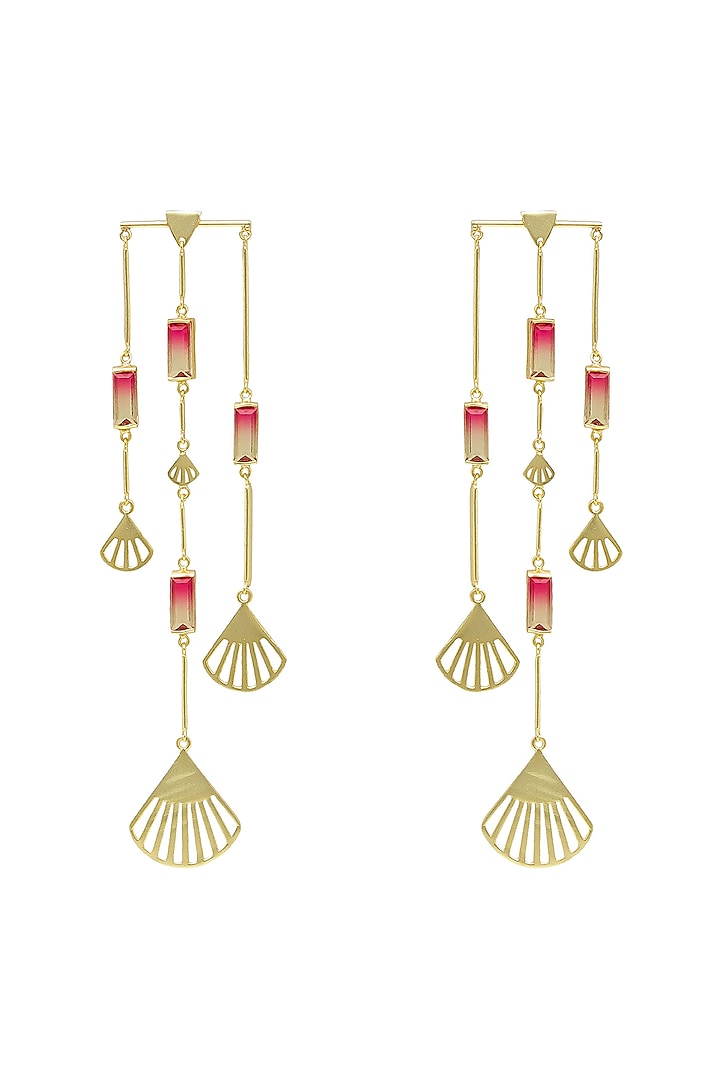 Gold Plated Chandelier Earrings by Antarez Jewels