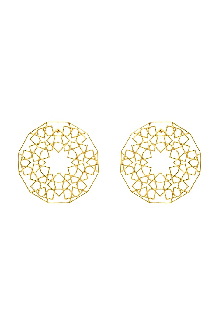 Gold Plated Disc Earrings by Antarez Jewels