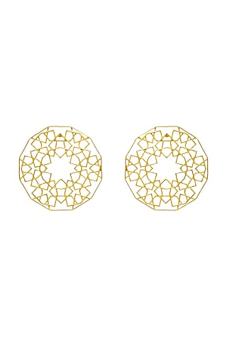Gold Plated Disc Earrings by Antarez Jewels