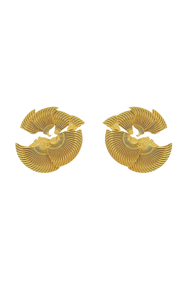 Gold Plated Earrings In Brass by Antarez Jewels