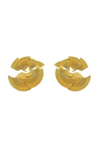 Gold Plated Earrings In Brass by Antarez Jewels