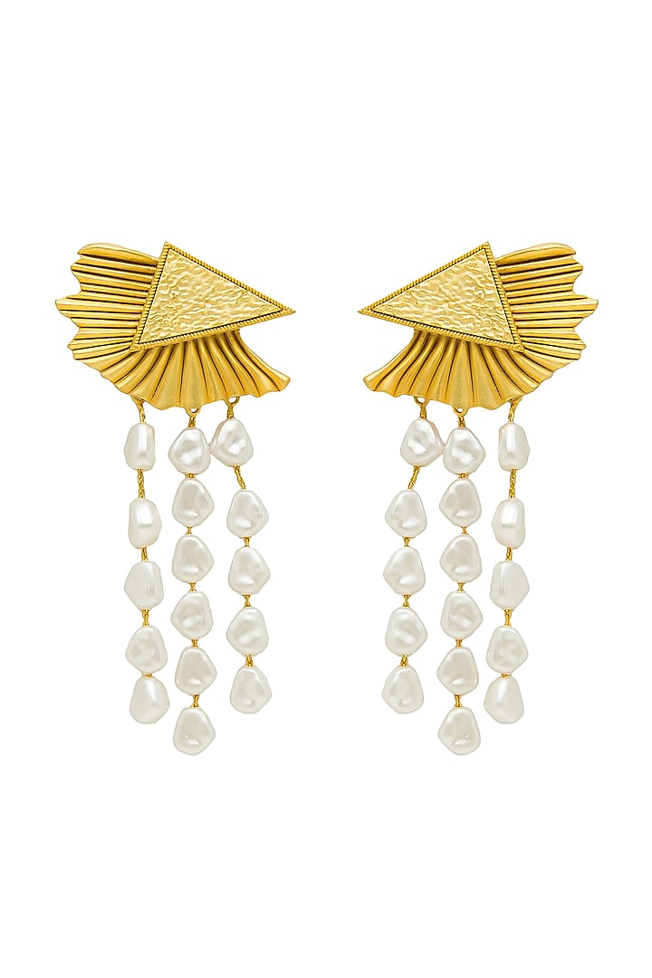 Gold Plated Pearl Earrings by Antarez Jewels at Pernia's Pop Up Shop