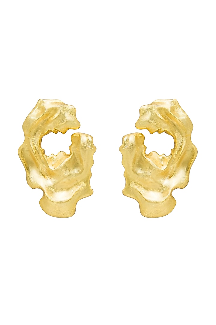 Gold Plated Brass Earrings by Antarez Jewels