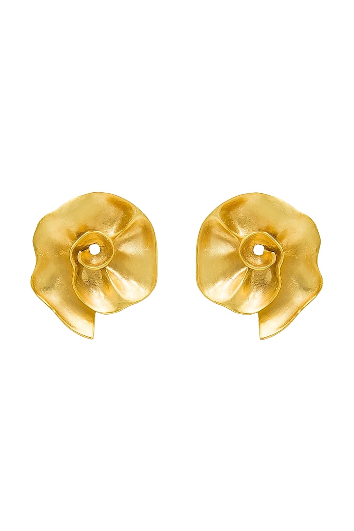 Gold Plated Floral Earrings by Antarez Jewels