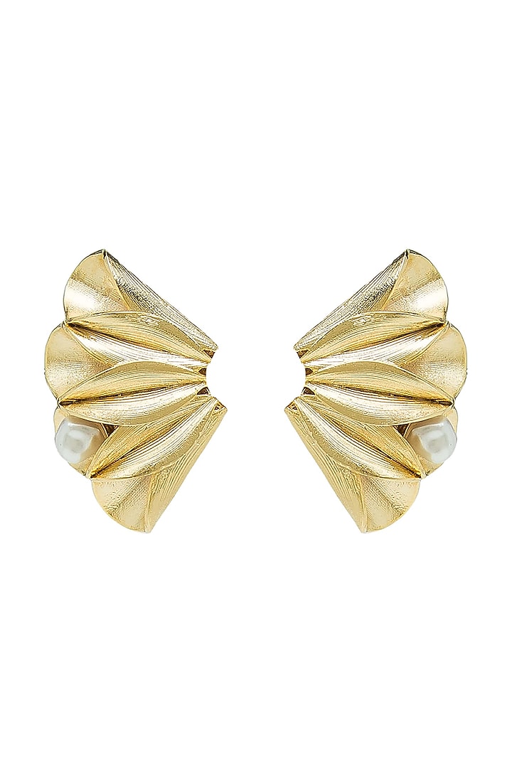 Gold Plated Petal Earrings by Antarez Jewels