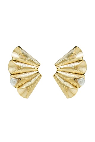 Gold Plated Petal Earrings by Antarez Jewels